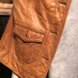 Light brown/tan GAP leather bomber jacket